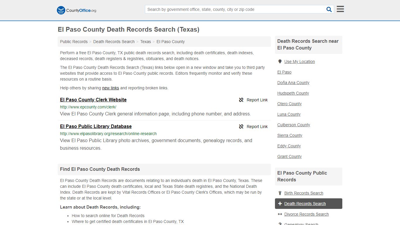 Death Records Search - El Paso County, TX (Death ...