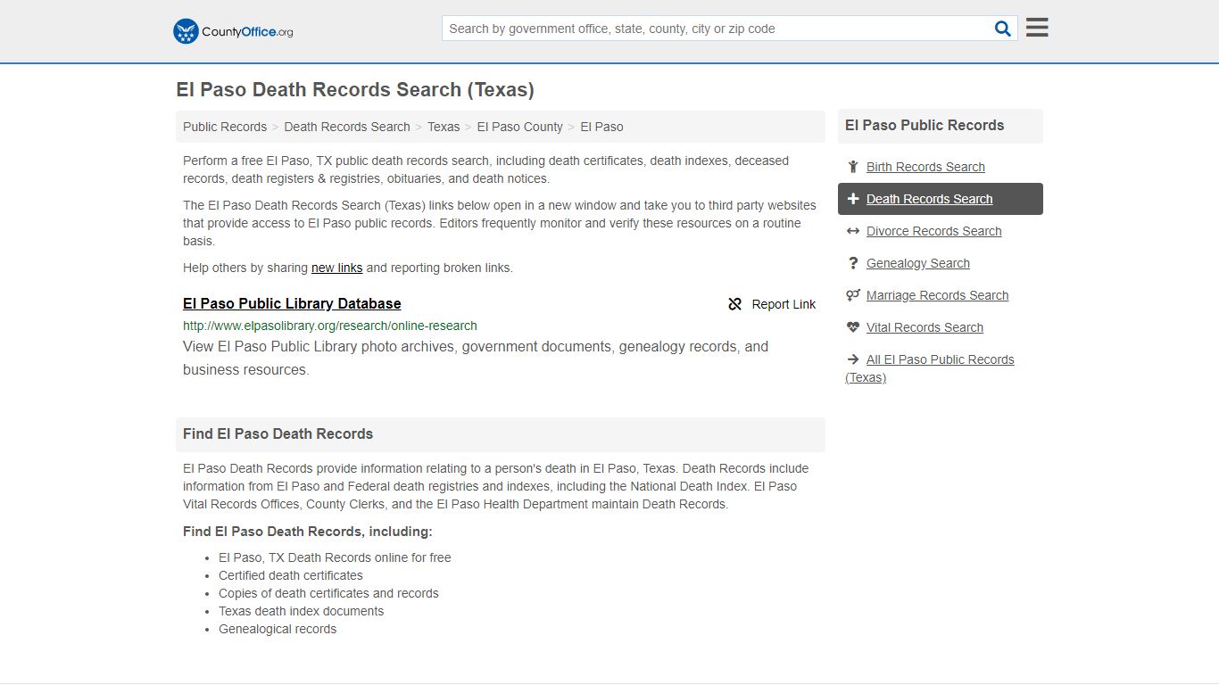 Death Records Search - El Paso, TX (Death Certificates ...