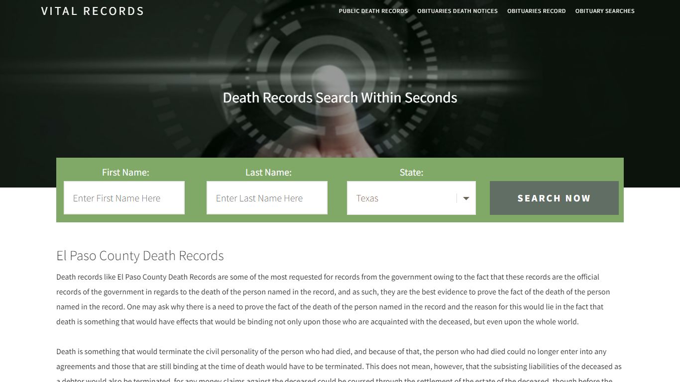 El Paso County Death Records | Enter Name and Search|14 ...